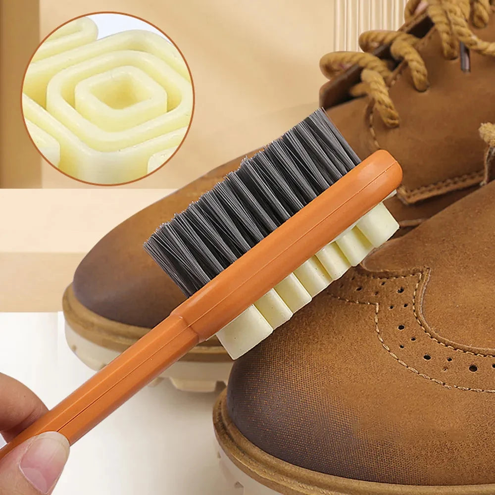 2 Sided Long Handle Suede Cleaning Brush Shoe Brush Sneakers Cleaner Shoes Stain Dust Boot Cleaner Stain Removal Rubber Brush