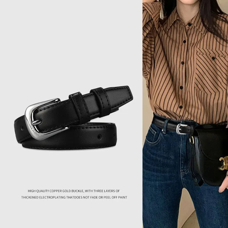 Belt Women's Retro Versatile Trendy Belt Summer New Instagram Style Small Crowd Waist Closing Jeans Belt Women