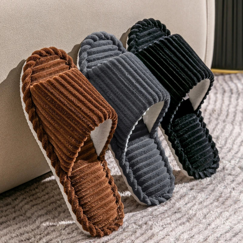 Men's open Toed Slippers Autumn and Winter Indoor Anti slip Breathable Bedroom Silent Couple's home Shoes for Srping and Autunm