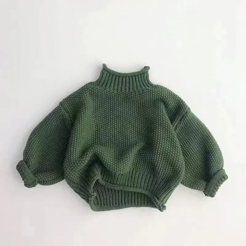 2023 Fall and Winter Korea Children's Sweater Boys Girls Infant Pineapple Knitted Sweater High Neck Sweater