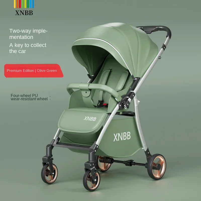 Baby Stroller can Sit or Lie Down Two-way High Landscape Portable Shock-absorbing One-touch Folding Children's Stroller Pram