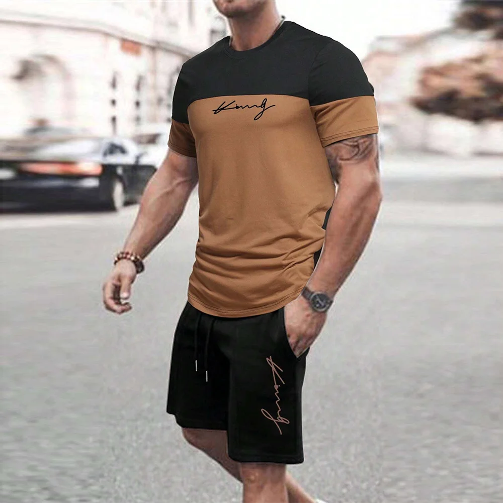 Trendy Summer Casual Also Suitable For Sports Shorts Short Sleeved 2024 New Men S Oversized Loose Quick Drying Summer Suit