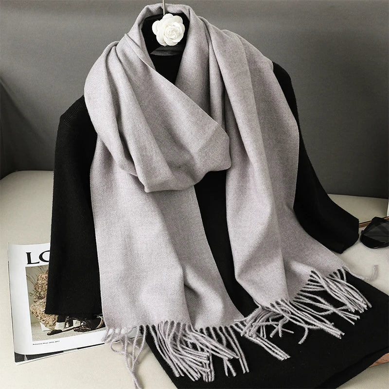 New 62 Color Winter Scarf For Women Long Warm Cashmere Scarves Hijab Solid Lady Shawl Wrap Female Pashmina Bandana Head Scarfs