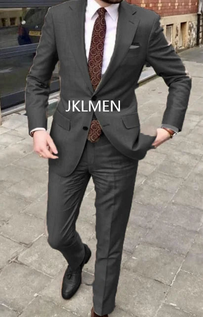 2025 Men's Suit   Handsome Casual 2 Piece Suit For Men Wedding Tuxedos Notched Lapel Groomsmen  Business  Prom Blazer