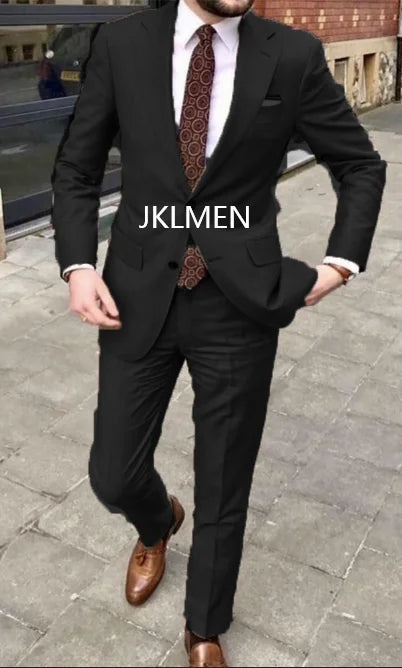 2025 Men's Suit   Handsome Casual 2 Piece Suit For Men Wedding Tuxedos Notched Lapel Groomsmen  Business  Prom Blazer