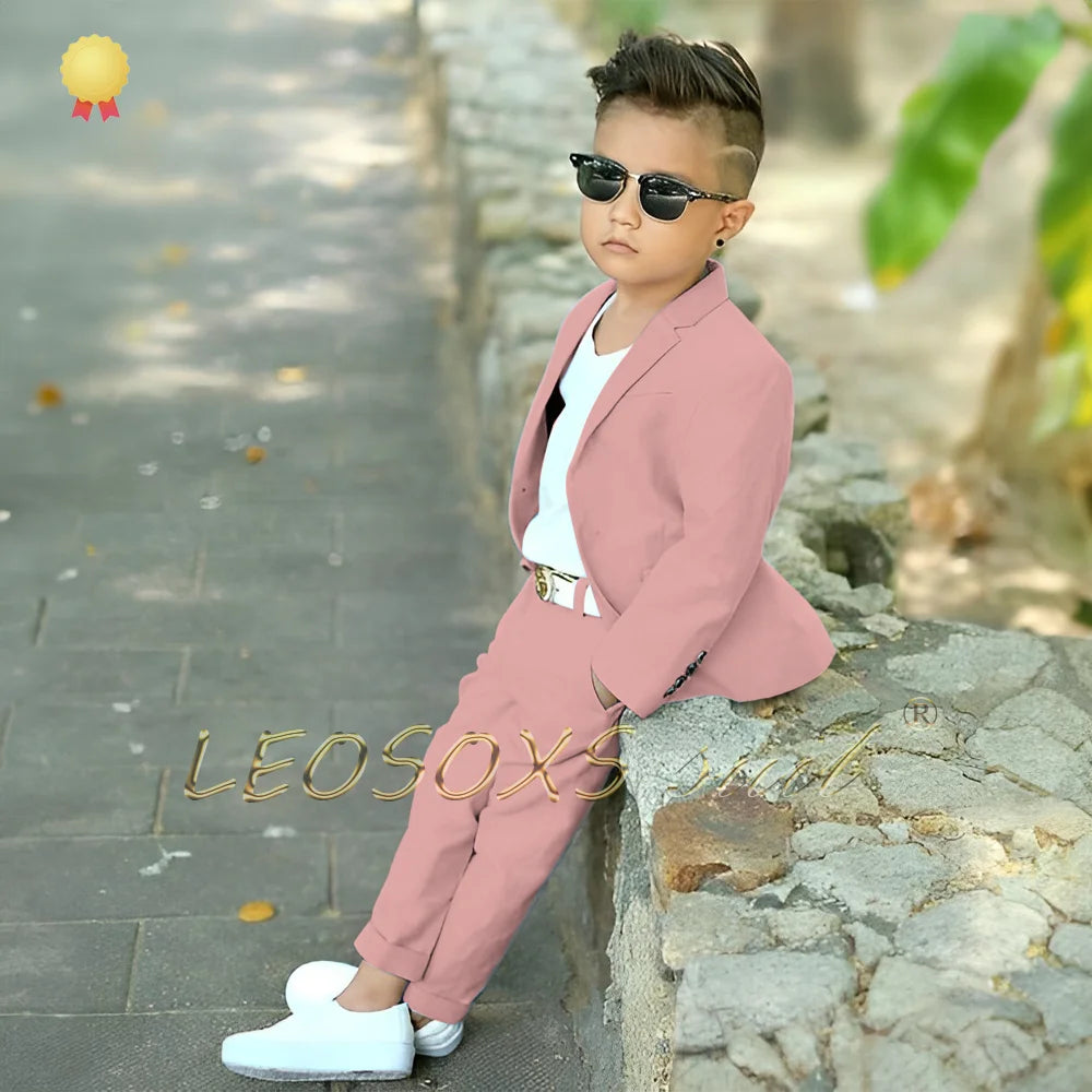 Kids suit 2-piece set (blazer + trousers) suitable for events, celebrations, parties, vacations, customized boys' suits