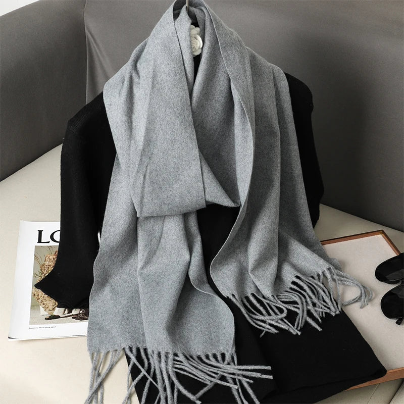 New 62 Color Winter Scarf For Women Long Warm Cashmere Scarves Hijab Solid Lady Shawl Wrap Female Pashmina Bandana Head Scarfs