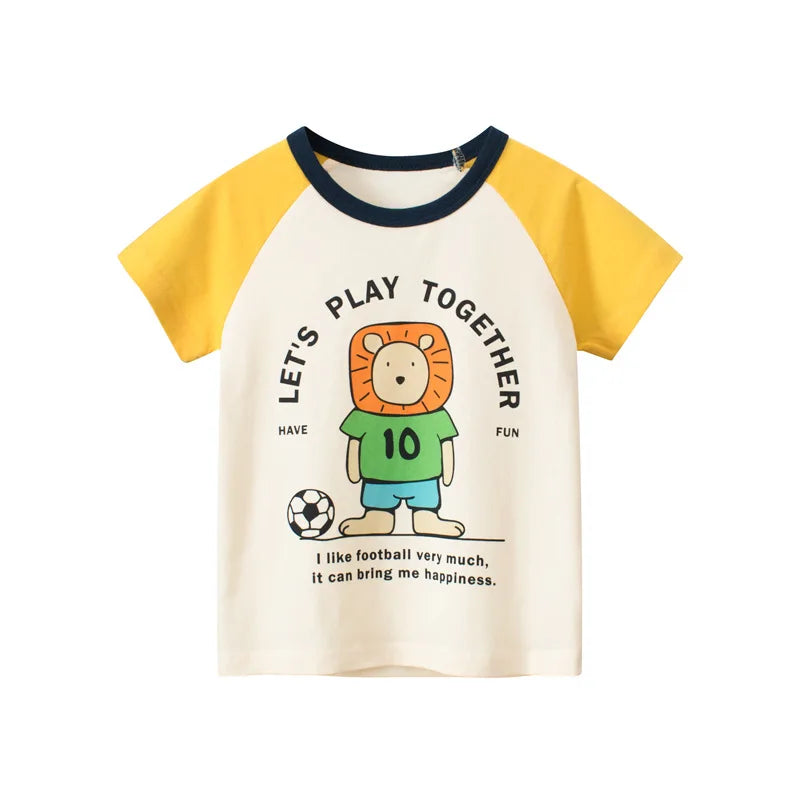 Children Short Sleeve T-shirts Korean Version Kids Clothing Boy Baby Cotton Tees 2-9 Years Summer Cartoon Tops