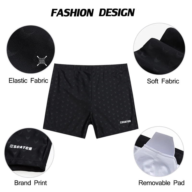 ESCATCH 2023 New Arrivals Men Swimwear Plus Size Fashion Printed Swimsuit Male High Quality Elastic Swim Trunks With Pad