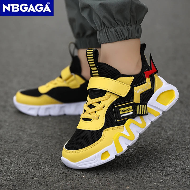 Cartoon Children's Sneakers Kids Fashion Boys Non-slip Casual Shoes Outdoor Breathable Student Walking Running Sneaker Yellow