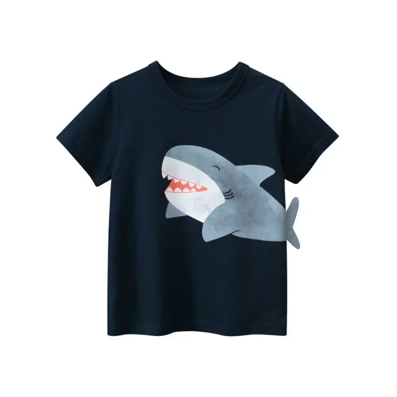 2025 Summer Brand New Cartoon Print T Shirt Boys Children's Short Sleeve O-Neck Cotton Tee Shirt Kids Tops 2-10Y Dropship