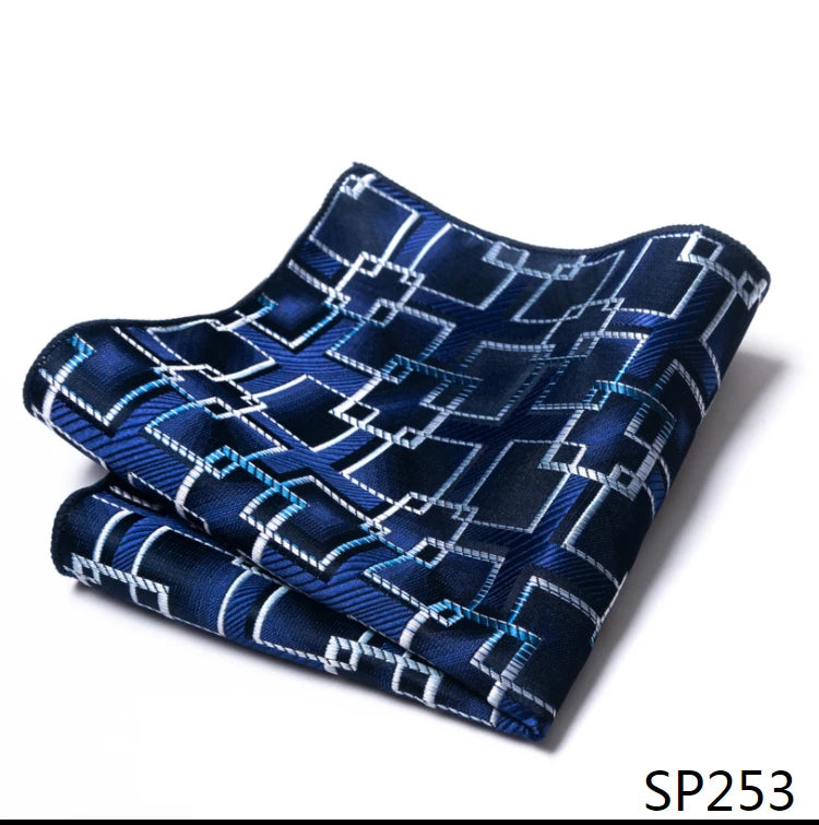 High Grade Brand Silk Kerchief Man Dark Blue Striped April Fool's Day Fit Formal Party Pocket Square Handkerchiefs Suit Hanky