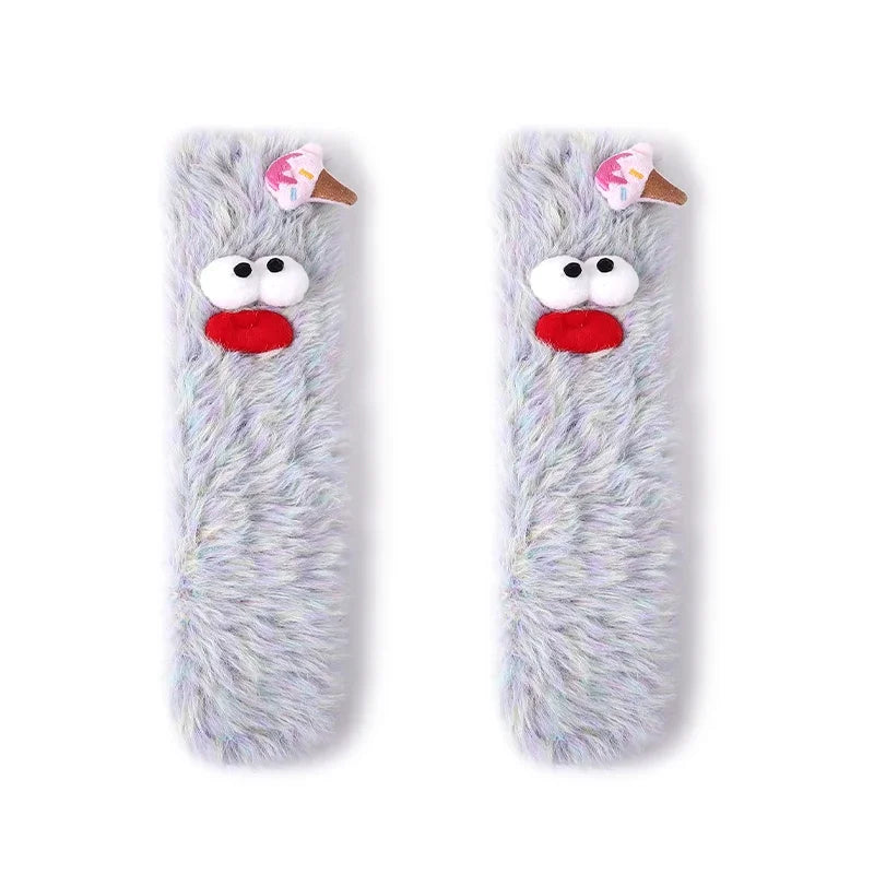 Women's Winter Socks Funny Thickened Warm Medium Tube Sock Men Warm Kawaii Cartoon Home Floor Sokken Girls Fluffy Stockings