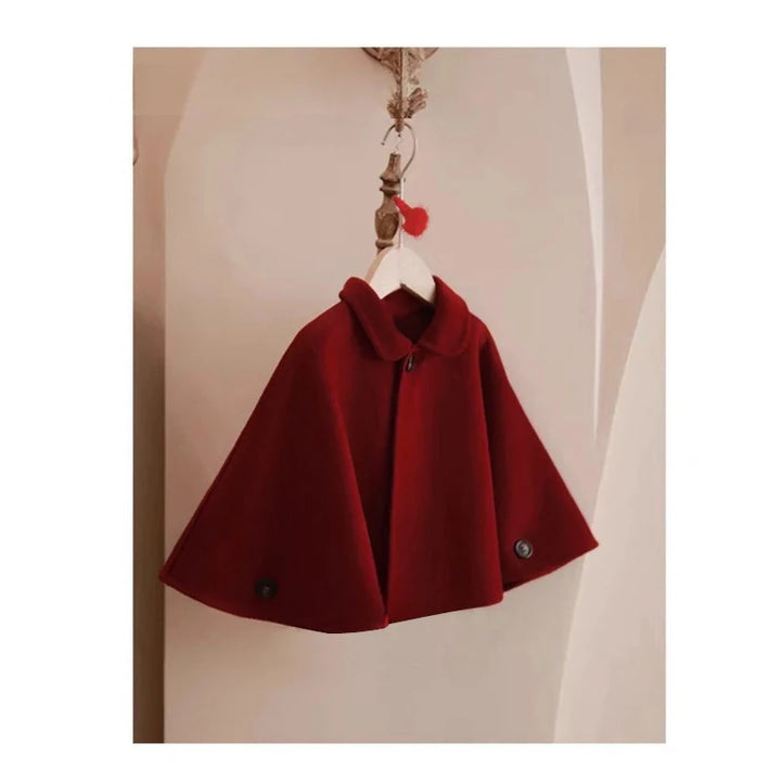 2025 New Spring Outing Costumes Cloak Coat For 2-8 Yrs Baby Girls Autumn And Winter Warm Coats Chinese New Year Red Clothing Top