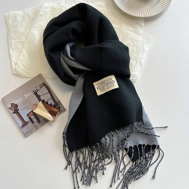 2025 New Fashion Cashmere Scarf Warm Winter for Women Korean Style Knitted Solid Color Double Sided Wraps Neckerchief