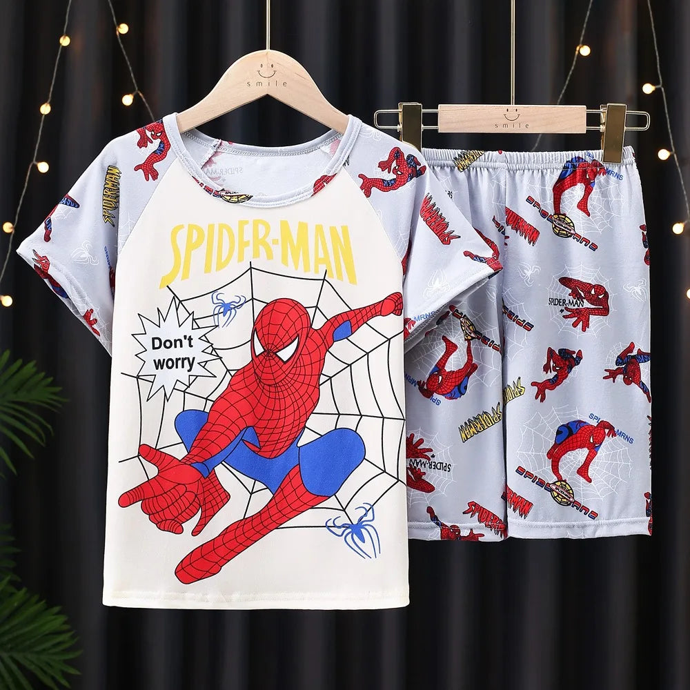 Summer Children Pajamas Set Short Sleeve T Shirt Boys Clothes Kids Children's Sleepwear Robe Clothing Mother