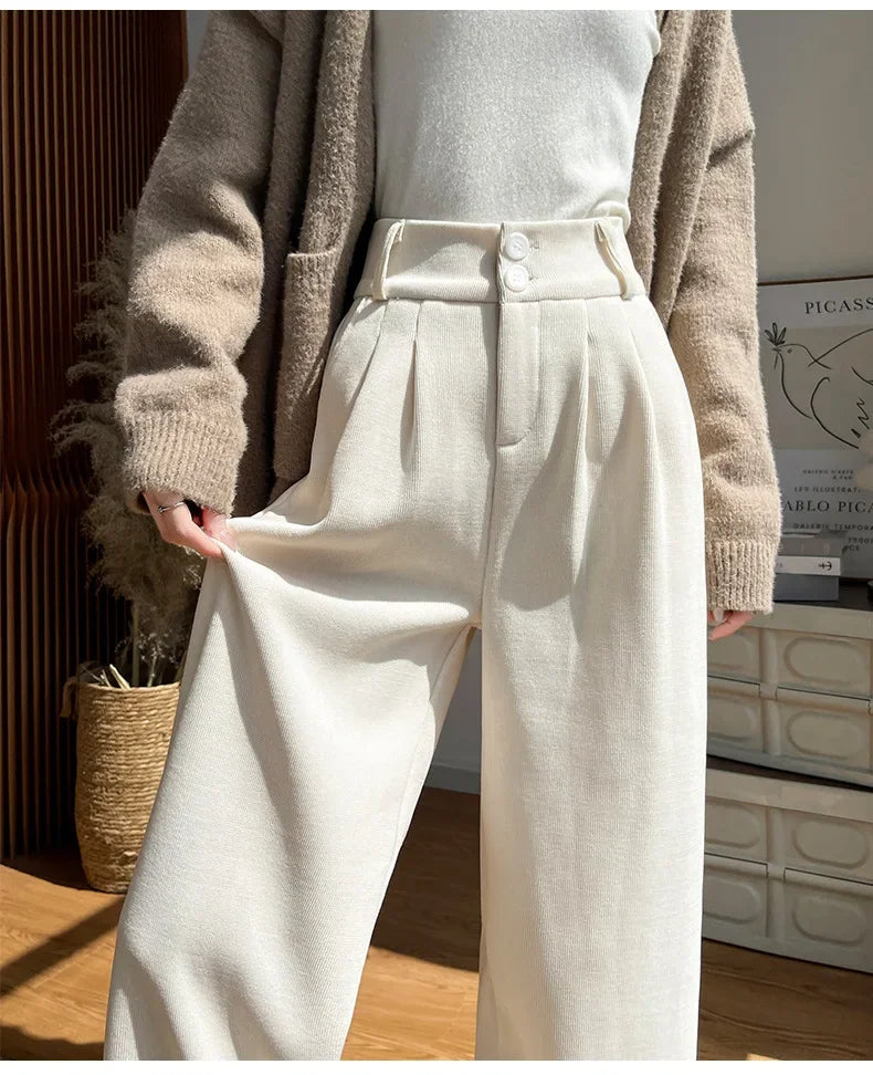 Pantalones de mujer high waisted women's pants, wide leg pants, autumn straight leg office women's pants, Korean fashion pants,