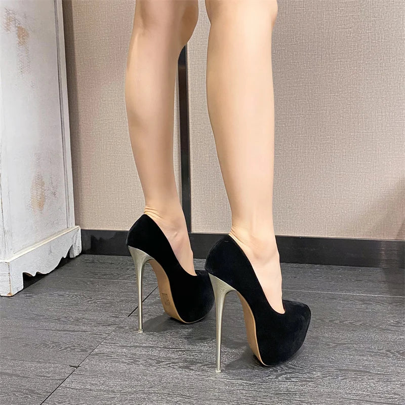 Liyke 2025 Spring Autumn Fashion Platform Pumps Sexy Round Toe Thin High Heels Women's  Wedding Party Nightclub Dress Shoes