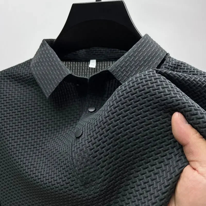 Waffle Ice Silk Short Sleeved Men's Polo Shirtsweat Absorbing Casual Shirtcool and Breathable New Style High-quality Busin