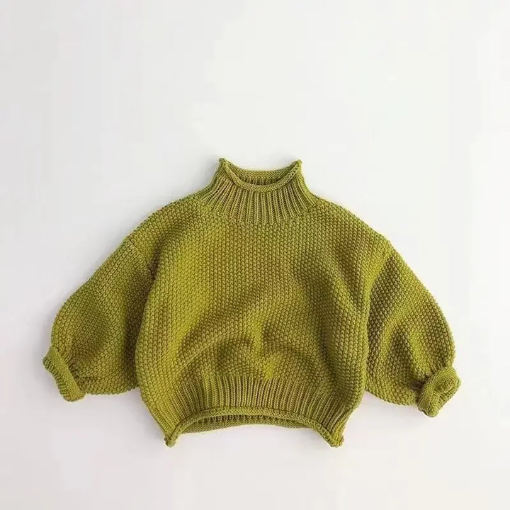 2023 Fall and Winter Korea Children's Sweater Boys Girls Infant Pineapple Knitted Sweater High Neck Sweater