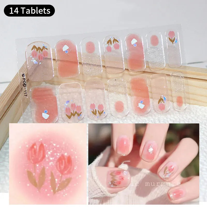 Full Cover Nail Stickers Fashion Nail Polish Nail Decoration Sparkling Glitter Self Adhesive Manicure Designer Nail Art Sticker