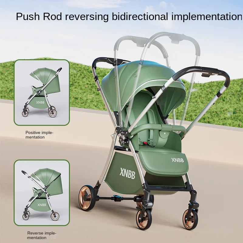 Baby Stroller can Sit or Lie Down Two-way High Landscape Portable Shock-absorbing One-touch Folding Children's Stroller Pram