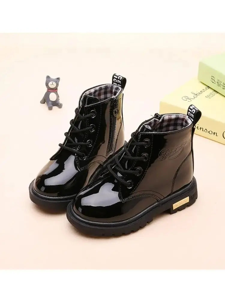 Kids Girls Boys Boots Non-slip Wear-resistant Soft Bottom Children Boys Girls Shoes Handsome Fashion Kids Warm Shoes