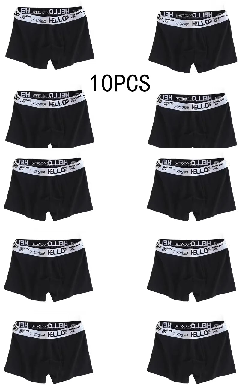 10Pcs/Men's Underwear Fashion Underwear High Stretch Boxer Shorts Breathable Soft Men's Shorts Comfortable Plus SizeL-4XL