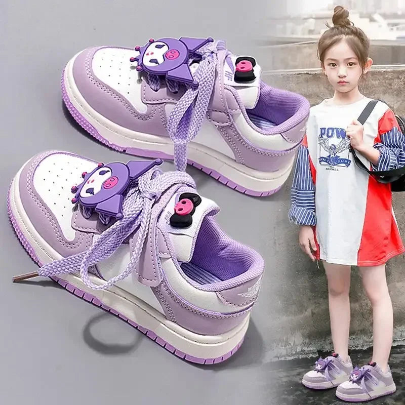 Sanrio Kuromi Children's Casual Shoes Girls Cute Cartoon Comfortable Board Shoes Breathable Non Slip Running Shoes Sneakers