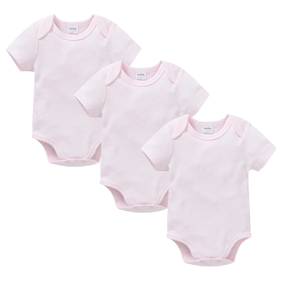 Kavkas 3PCS 5PCS Baby Boys Girls Clothes Solid White Short Sleeve Cotton Baby Bodysuits body bebe 0-24 months Newborn Jumpsuit