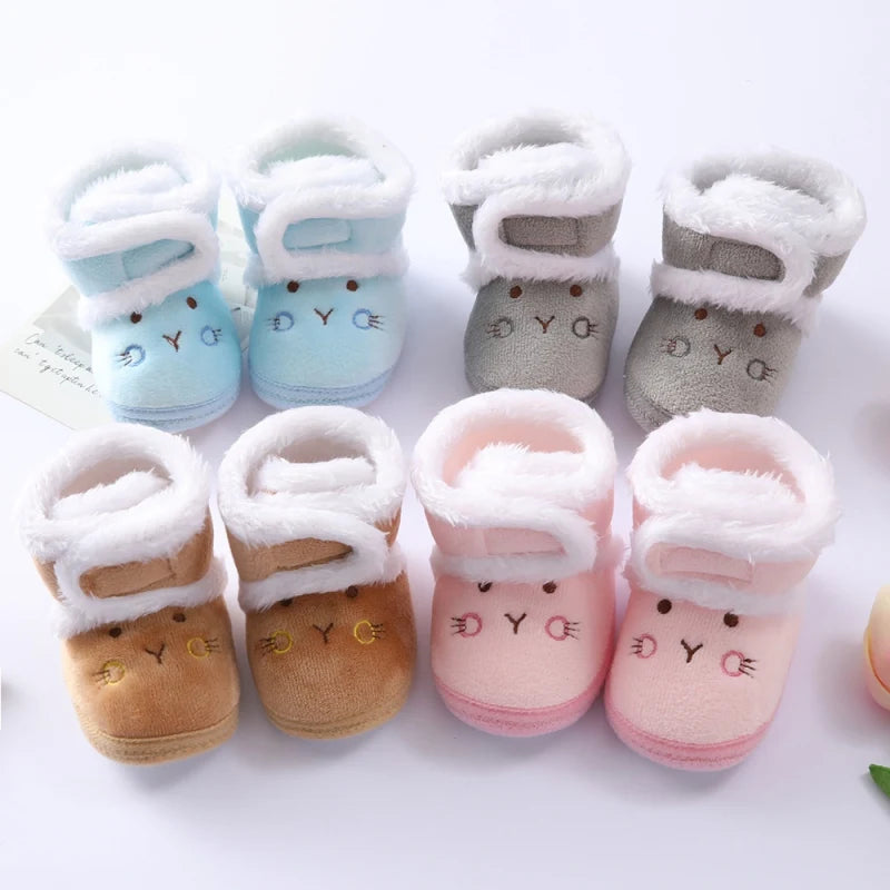 Snow Boots Baby Toddler Soft Sole Plus Velvet Warm Newborn First Walkers Infant Comfortable Walking Shoes