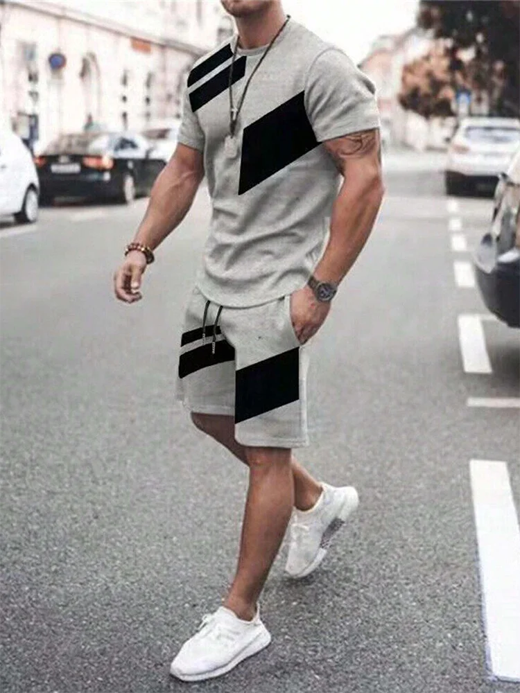 Summer Everyday Casual Men's T-shirt Shorts Set Urban Street Fashion Men's Short-sleeved Outdoor Sports Men's Shorts 3D Printing