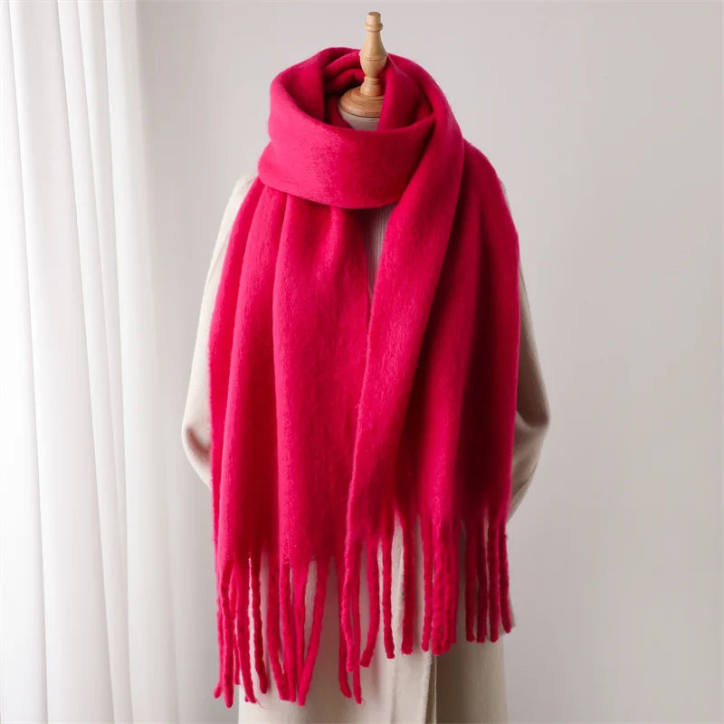 Winter Scarf for Women Cashmere Warm Solid Pashmina Blanket Wraps Female Thick Soft Bufanda Big Tassel Shawl Long Poncho Echarpe