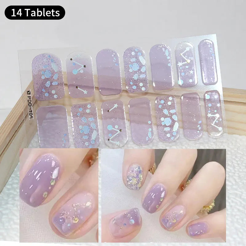 Full Cover Nail Stickers Fashion Nail Polish Nail Decoration Sparkling Glitter Self Adhesive Manicure Designer Nail Art Sticker