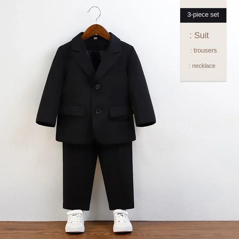 Suit for Boys Fall Casual Children School Uniform Outfits Handsome Kids Host Performance Costume 8 10 Y Boy Birthday Blazers Set