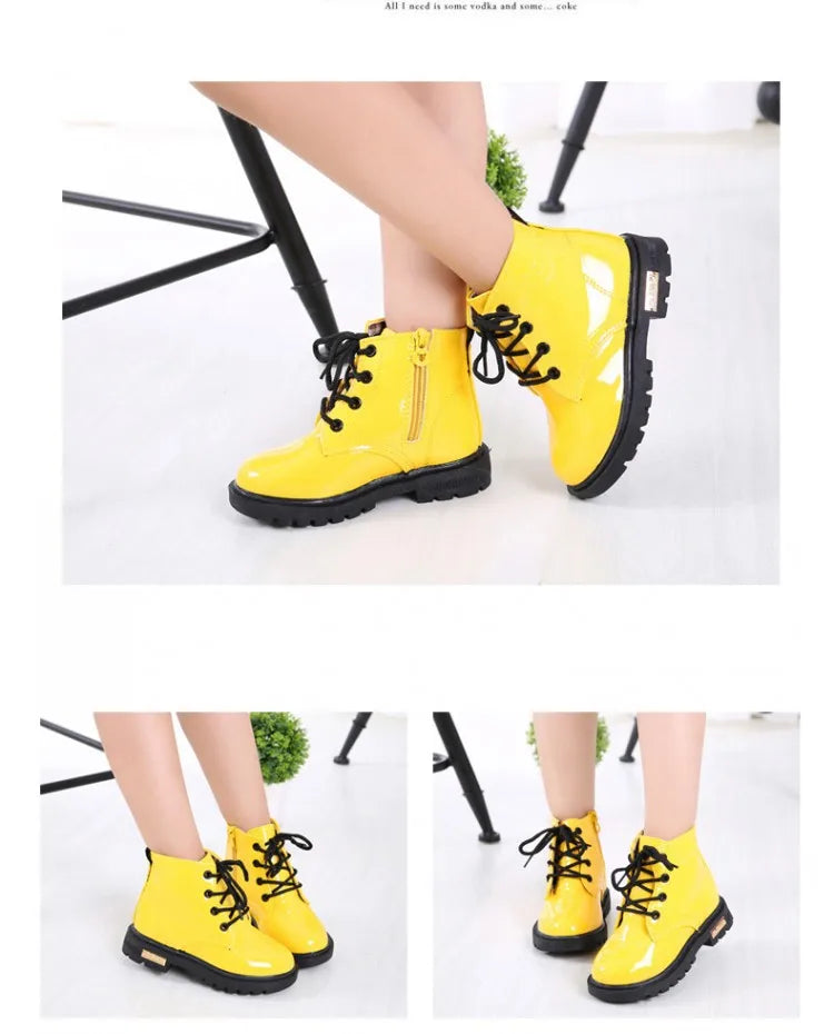 Kids Girls Boys Boots Non-slip Wear-resistant Soft Bottom Children Boys Girls Shoes Handsome Fashion Kids Warm Shoes