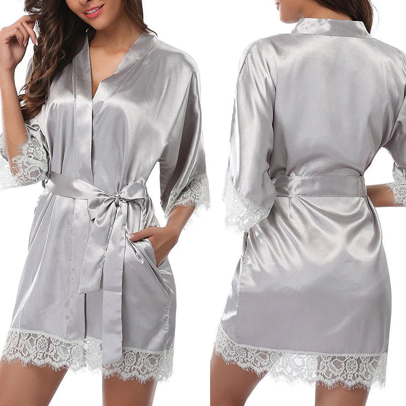 1 Piece Women's Underwear Glossy Robe Pajamas Ice Silk plus Size Nightgown Homewear Fashion Trend