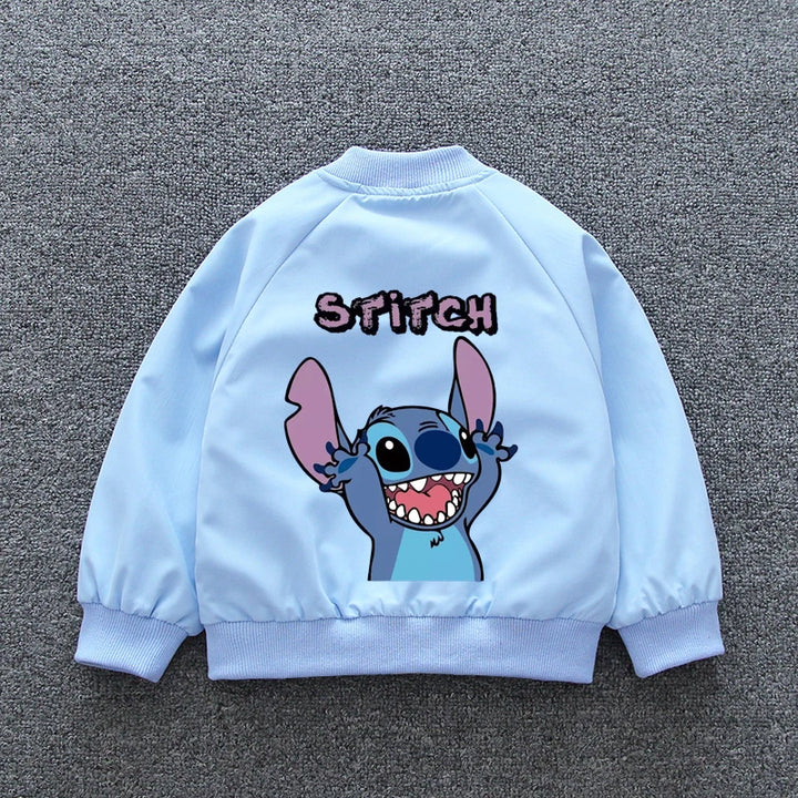 2024 Autumn Baby Girl Stitch Jacket Coat Children Boy Cartoon Lilo and Stitch Zipper Long Sleeve Windproof Kid Outerwear Costume