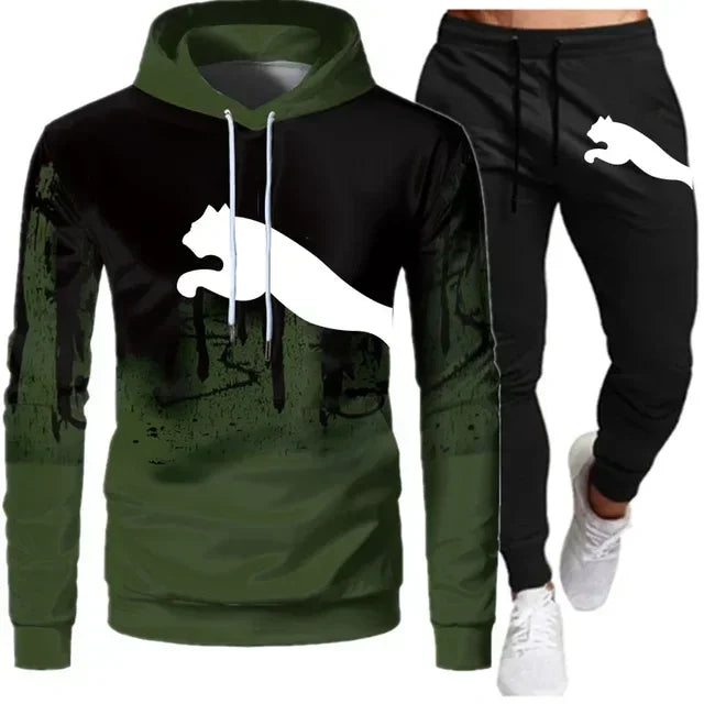 2025 men and women the same fashion casual trend sweater set outdoor sports printing pattern sweater two-piece set size S-3XL