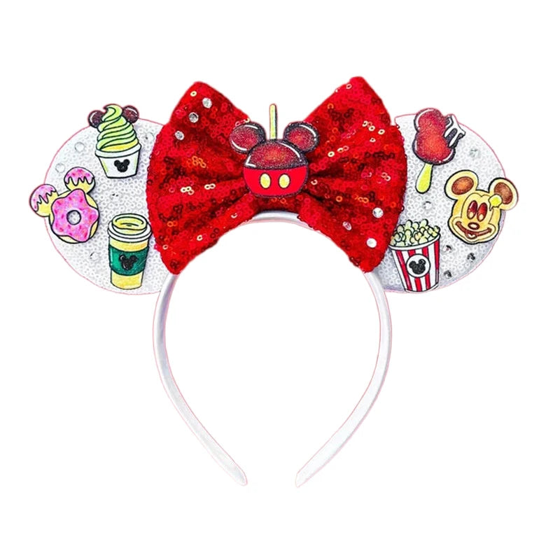 2023 New Style Mickey Minnie Ear Headband Sequin Bows Girl Adult Kids Halloween Party Cosplay Hair Accessories Princess Hairband