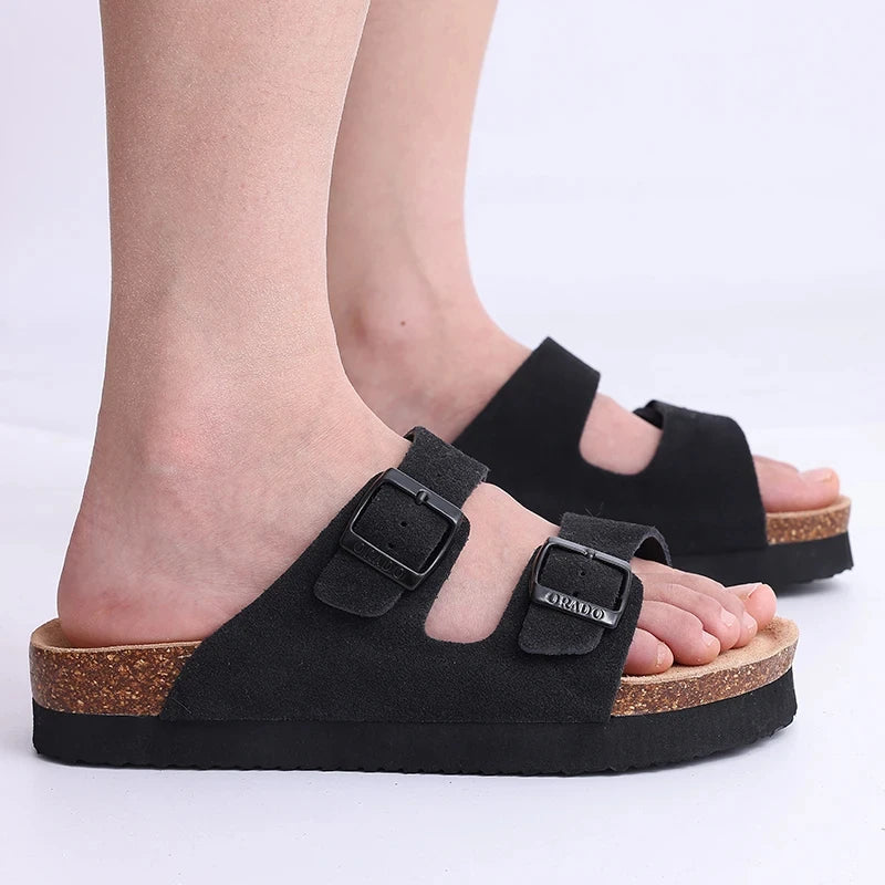 Comwarm Classic Cork Sandals For Women Men Fashion Soft Thick Sole Cork Slippers Summer Beach Sandals Home Open Toe Flat Sandals