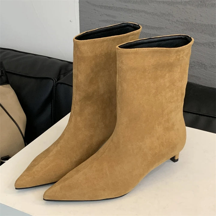 Eilyken Autumn Winter Pointed Toe Ankle  Boots Women Designer Vintage Thin Low Heel Shoes Modern SHort Botas Zapatos De Mujer