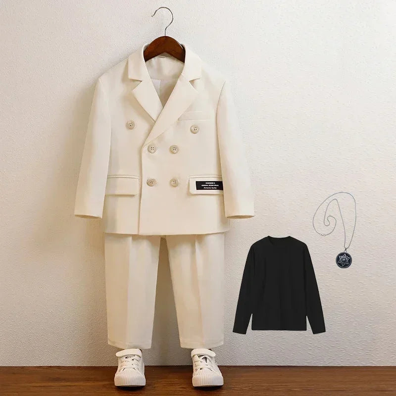 Suit for Boys Fall Casual Children School Uniform Outfits Handsome Kids Host Performance Costume 8 10 Y Boy Birthday Blazers Set