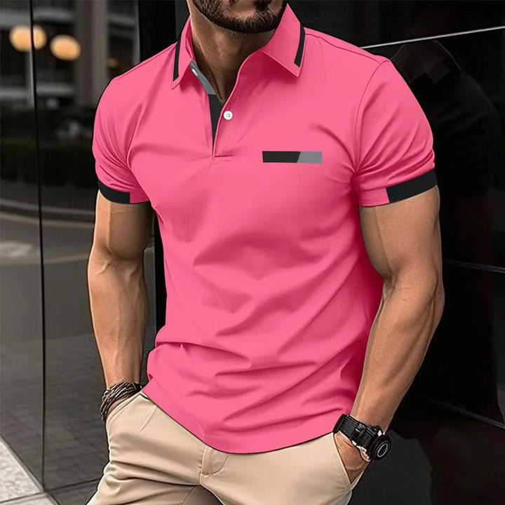 New summer men's casual short-sleeved Polo shirt solid color lapel, fashion, business, sports, breathable, T-shirt top