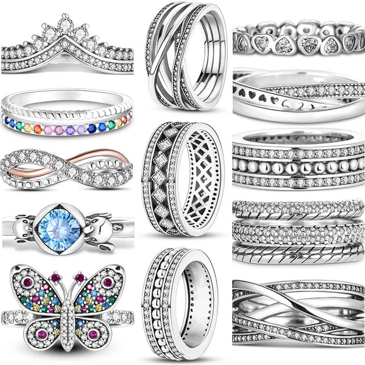 Silver Plated Women Luxury Stackable Ring Real Infinite Flower Daisy Fine Jewelry Rings For Engagement Weddling Party