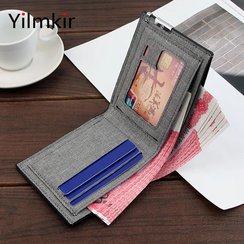 Men's Multifunctional Canvas Wallet Leisure Travel Lightweight Portable Short Style All Match Male Credit Card Holder Coin Purse