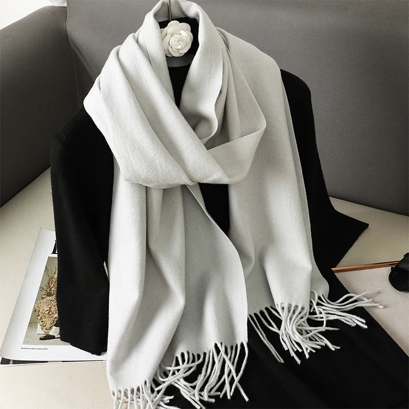 New 62 Color Winter Scarf For Women Long Warm Cashmere Scarves Hijab Solid Lady Shawl Wrap Female Pashmina Bandana Head Scarfs