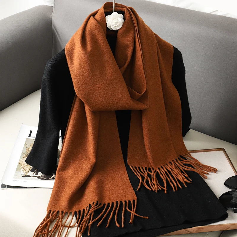 New 62 Color Winter Scarf For Women Long Warm Cashmere Scarves Hijab Solid Lady Shawl Wrap Female Pashmina Bandana Head Scarfs