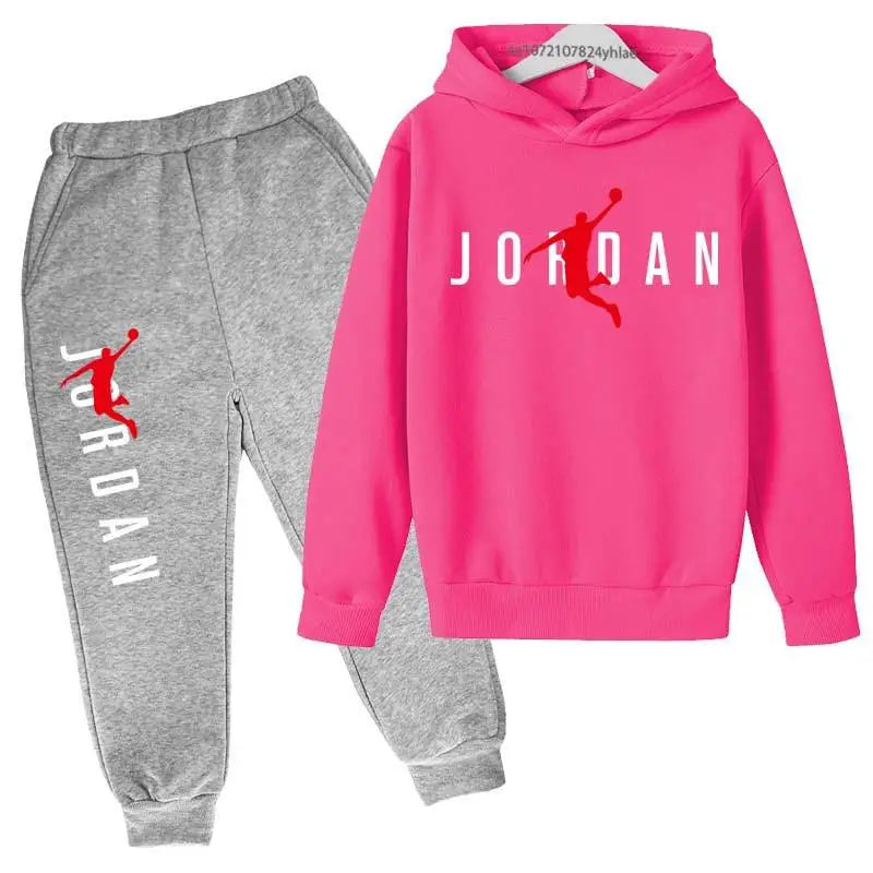 Kids Leisure Letter Print 2pcs Hoodie+Pants Tracksuits 3-13 Years Boys Girls Spring Autumn Outfits Streetwears Children Clothes