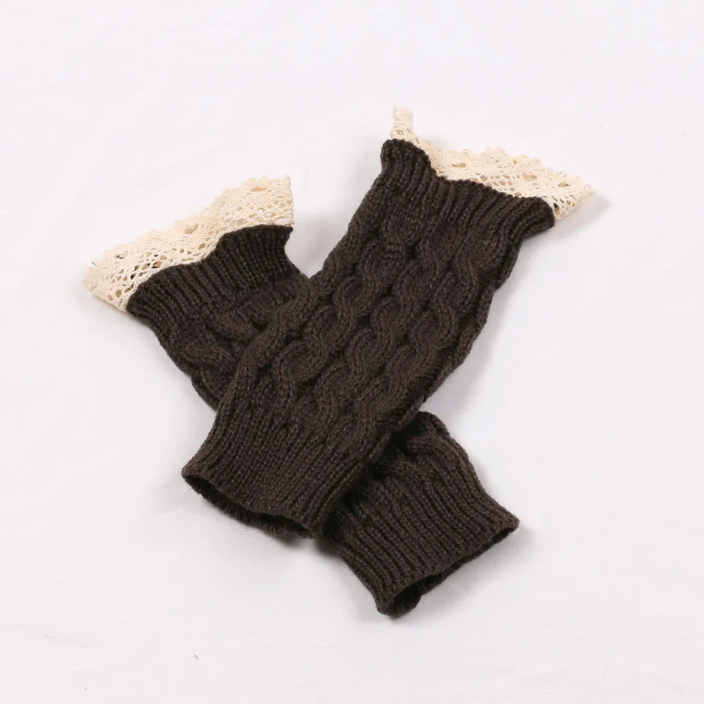 New Lace Fingerless Gloves Women's Gloves Winter Warm Cute Student Writing Typing Half Finger Acrylic Knitted Glove Mittens y2k